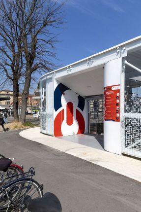 Glowing Bicycle Station in Bergamo