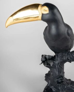 Lladro Toucan Sculpture. Black-gold. Limited Edition