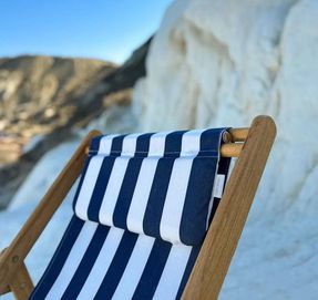 Unopiu Clio Teak Sun Lounger With Stripes Sea Sling