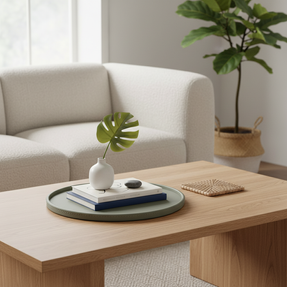 Limac Design Original round leather tray CLIZIA