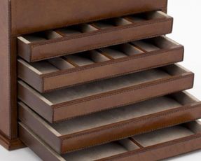 Flamant Manhattan, Jewellery Box, Brown Leather