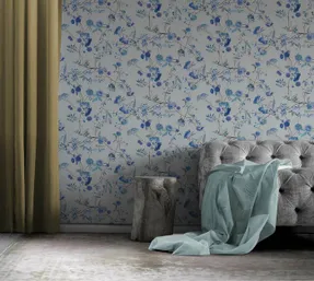 Mineheart Botanical Chinoiserie White And Blue Wallpaper