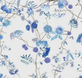Mineheart Botanical Chinoiserie White And Blue Wallpaper