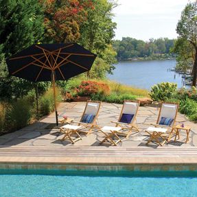 Country Casual Harborside® Teak + Sling Folding Deck Chair