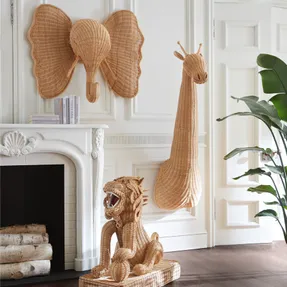 Jonathan Adler Wicker Elephant Sculptures