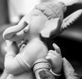 lladro Veena Ganesha Figurine Golden Lustre Sculpture