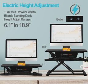 Versatables Power Riser Electric Standing Desk Converter , Black