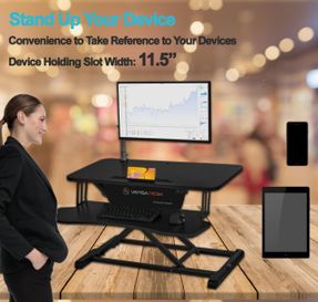 Versatables Power Riser Electric Standing Desk Converter , Black
