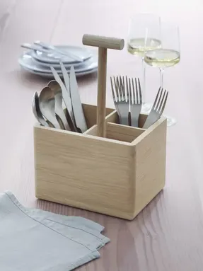 Lsa Dine Oak Cutlery Holder H29cm