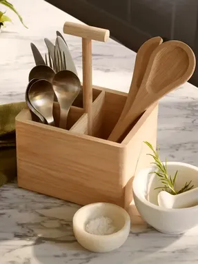 Lsa Dine Oak Cutlery Holder H29cm