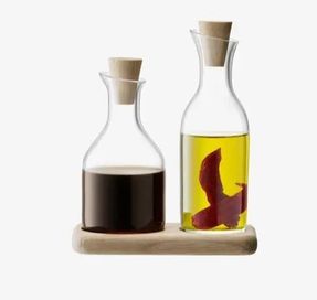 LSA Serve Oil & Vinegar Set & Oak Base L15cm