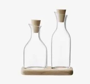 LSA Serve Oil & Vinegar Set & Oak Base L15cm