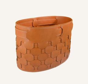 Limac Design Designer Basket In Woven Leather Taris