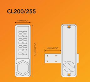 Codelocks CL200 Surface Deadbolt with Key Override Mechanical Locks