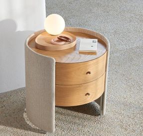 AMPM Table lamp, opal/oak globe, Hannasta