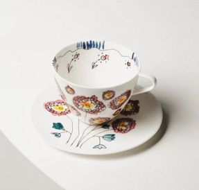 Serax Cappuccino Cup With Saucer Anemone Milk Midnight Flowers