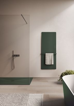 Disenia Helios electric radiator in Stoneware, Tecnogel, Aquatek or glass