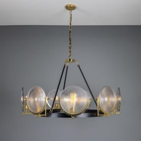 Mullan Portland Prismatic Glass Dish Chandelier, Nine-light