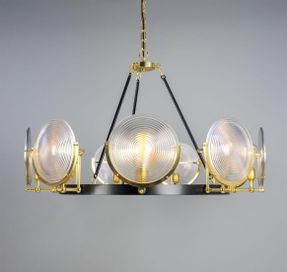Mullan Portland Prismatic Glass Dish Chandelier, Nine-light