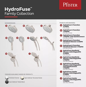 Pfister Faucets Hydrofuse™ 6-function Showerhead