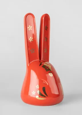 Lladró The Rabbit Sculpture. Red - Gold