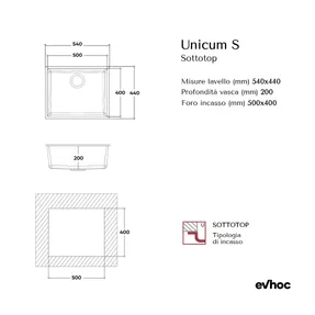 Evhoc Unicum S  Undermount Sink