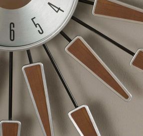 Wayfair Midcentury/modern Starburst Metal Wall Clock 23 Inches - Walnut