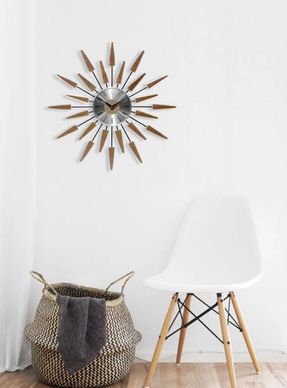 Wayfair Midcentury/modern Starburst Metal Wall Clock 23 Inches - Walnut