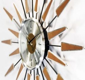 Wayfair Midcentury/modern Starburst Metal Wall Clock 23 Inches - Walnut