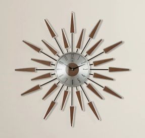 Wayfair Midcentury/modern Starburst Metal Wall Clock 23 Inches - Walnut