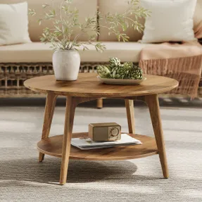 Wayfair Maklena Coffee Table With 2-Tier Storage Shelves