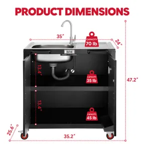 Wayfair FEASTO 35-Inch 3 Piece Freestanding Modular Outdoor Kitchen Set