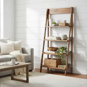 Wayfair Lavish Home 4-Tier Wood Ladder Bookshelf, Walnut