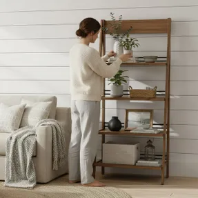 Wayfair Lavish Home 4-Tier Wood Ladder Bookshelf, Walnut