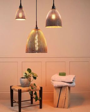 Thelightyard Bell 3 way black & gold leaf cluster bathroom pendant light ip44