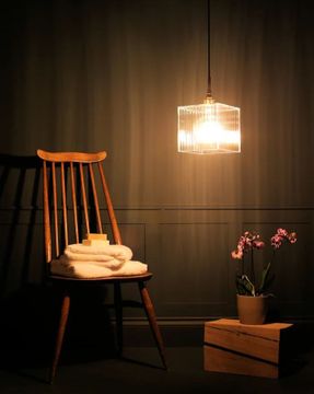 Thelightyard Classic Ribbed Glass Bathroom Pendant Light