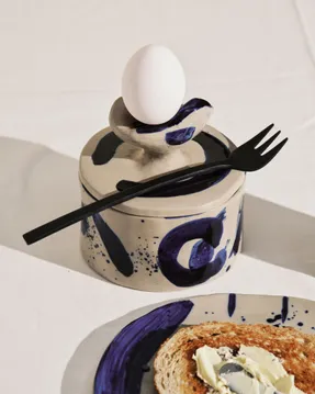 Serax Lidded Ceramic Pot 02 Beige - Blue Sophia