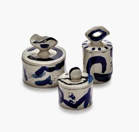 Serax Lidded Ceramic Pot 02 Beige - Blue Sophia