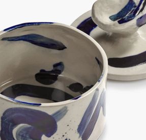 Serax Lidded Ceramic Pot 02 Beige - Blue Sophia