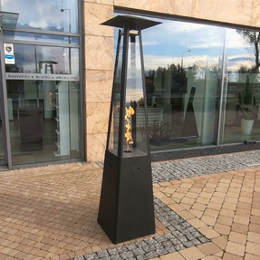 Kratki Outdoor Gas Heater Umbrella Steel Black 12 kW Set