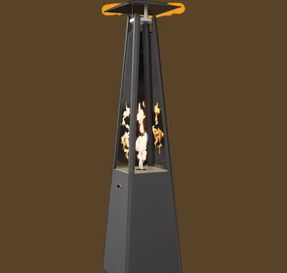 Kratki Outdoor Gas Heater Umbrella Steel Black 12 kW Set