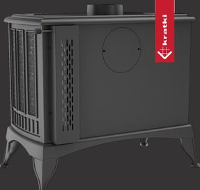 kratki Wood burning cast iron stove kratki k9 automatic air control ø 150 10 kw pyrolysis