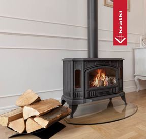 kratki Wood burning cast iron stove kratki k9 automatic air control ø 150 10 kw pyrolysis