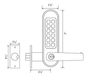 Codelocks CL510 & CL515 Tubular Latch with Key Override Door Lock
