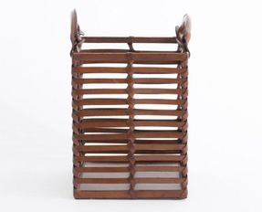 Flamant Manhattan, Magazine Basket, Brown Leather