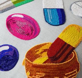Jonathan Adler Happy Pills Beaded Cushion