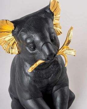 Lladro Koala Sculpture. Black-gold. Limited Edition