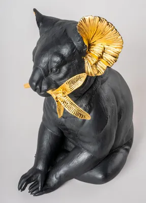 Lladro Koala Sculpture. Black-gold. Limited Edition