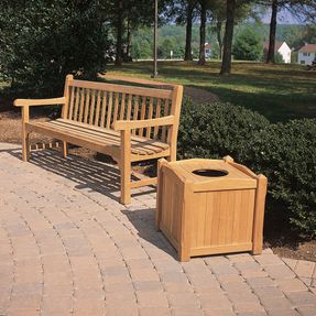 Country Casual Teak Pyramid 20 In. Square Receptacle W/ Trash Lid