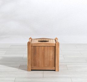 Country Casual Teak Pyramid 20 In. Square Receptacle W/ Trash Lid